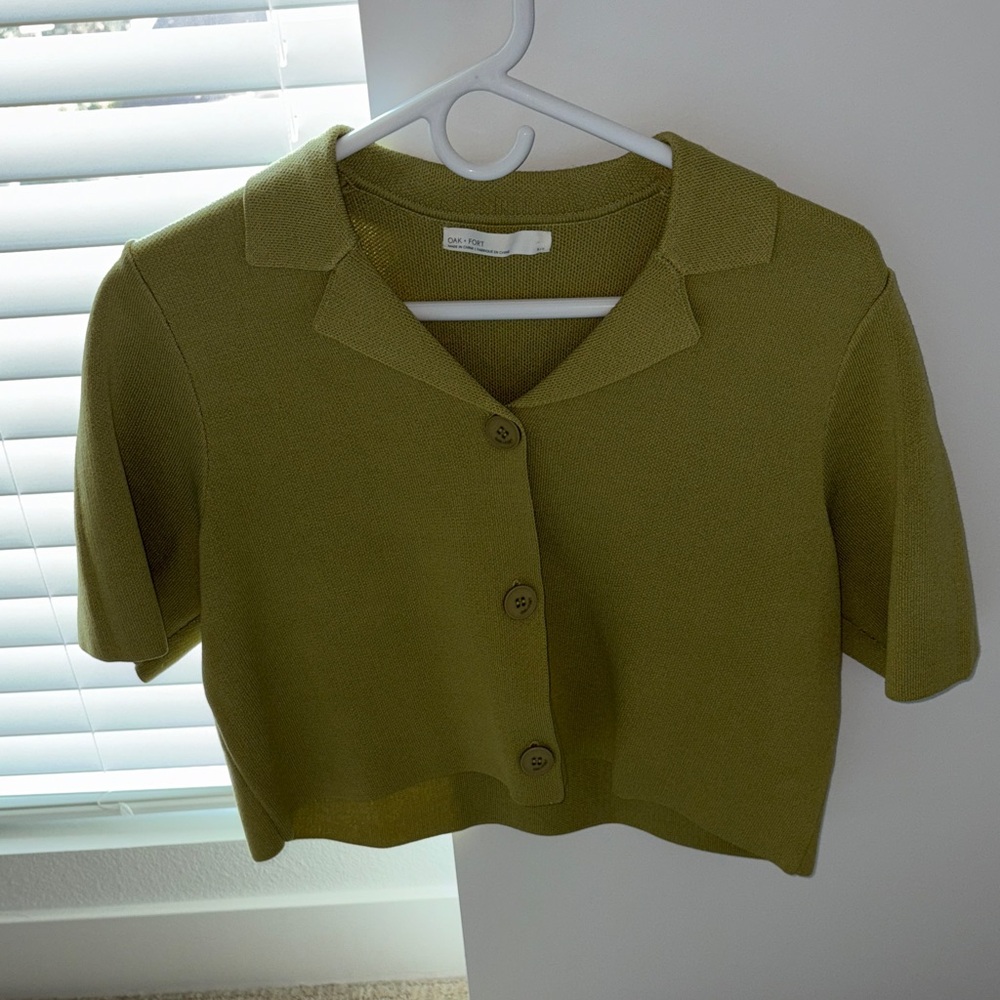 OAK + FORT Button-Up Sweater Top